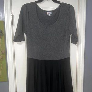 LulaRoe 2x Black and Gray Nicole Dress